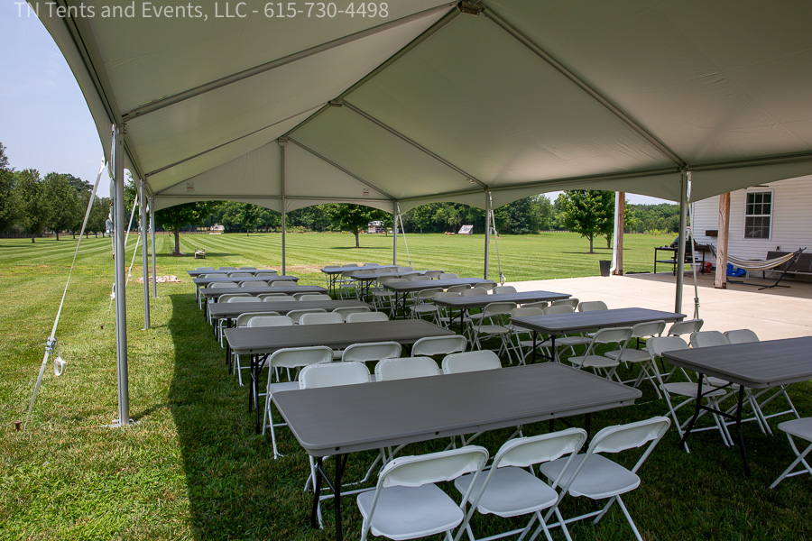 High-peak frame tent setup for a wedding in Brentwood TN